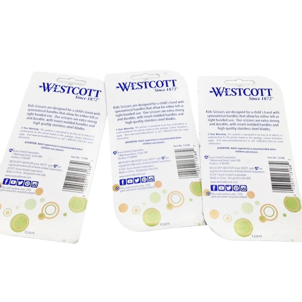 Westcott Kids Scissors 2-Pack Blunt Tip Left/Right Handed Durable Steel (3 Sets)